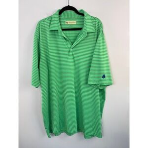 Donald Ross Golf Polo Mens XXL Green Striped Short Sleeve Performance Shirt Logo